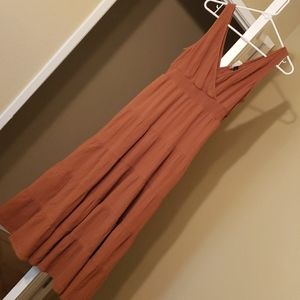 Universal Thread tiered rust linen dress